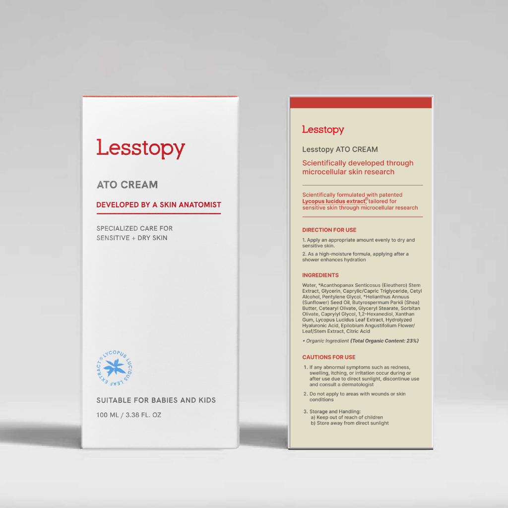Kem ATO Lesstopy Cho Trẻ Sơ Sinh & Trẻ Em – 100ml | Giảm dị ứng & chàm | EWG Xanh | Chiết xuất Lycopus