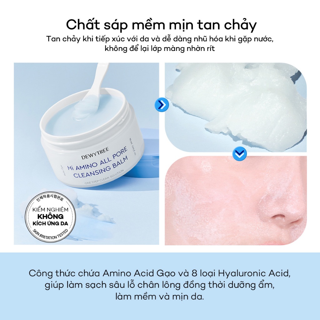 [DEWYTREE] Sáp Tẩy Trang Làm Sạch Sâu Lỗ Chân Lông & Giảm Mụn Đầu Đen Hi Amino All Cleansing Balm 90g