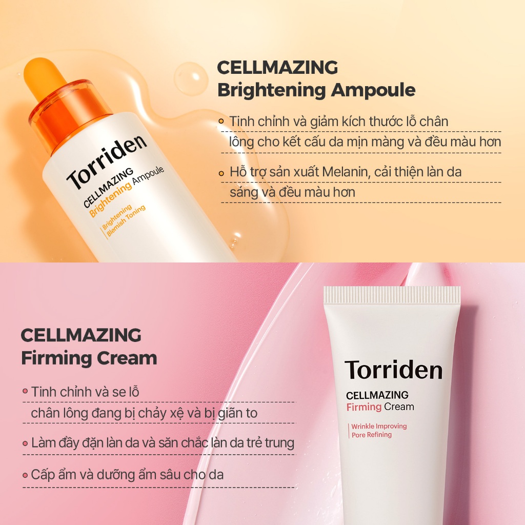 [ Torriden Live ] [SET] Kem dưỡng săn chắc da và Tinh chất dưỡng trắng sáng da CELLMAZING, 60ml+30ml