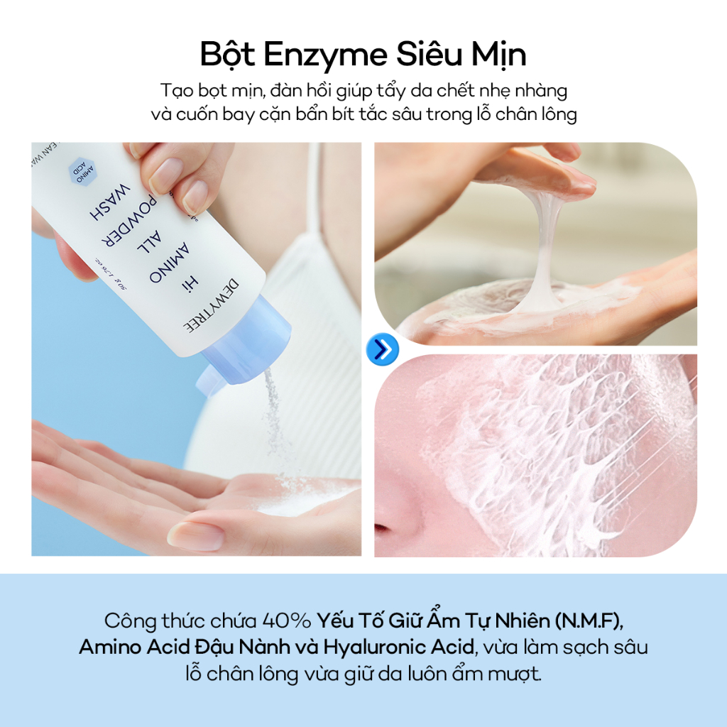 [DEWYTREE] Bột Rửa Mặt Enzyme Tẩy Tế Bào Chết Sáng Mịn Da Tức Thì HiAmino All Enzyme Powder Wash 50g