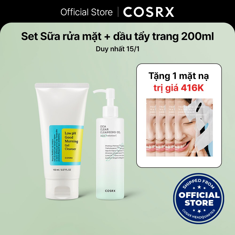 [COSRX OFFICIAL] Set làm sạch gồm Sữa rửa mặt Goodmorning 150ml và dầu ...