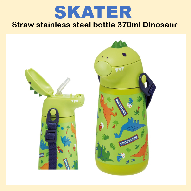 [SKATER] Bình nước inox ống hút khủng long 370ml SSH4D