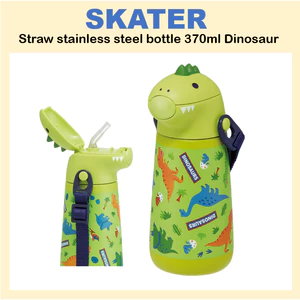 Bình nước inox ống hút khủng long 370ml SSH4D