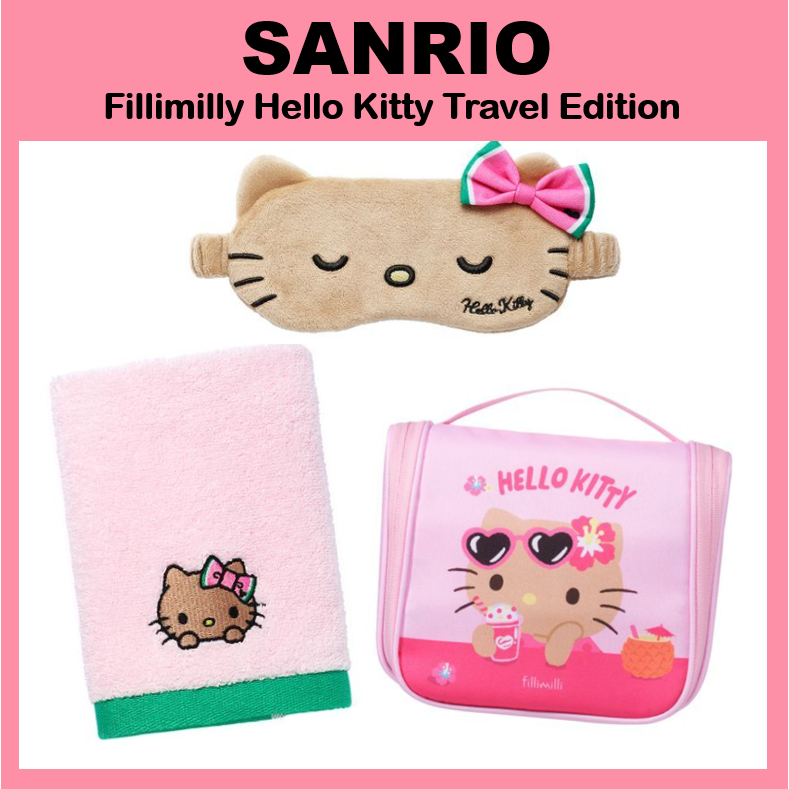 [SANRIO] Fillimilly Hello Kitty Travel Edition Vỏ mắt ngủ / Handtowel / Túi du lịch Phiên bản Kitty thuộc da