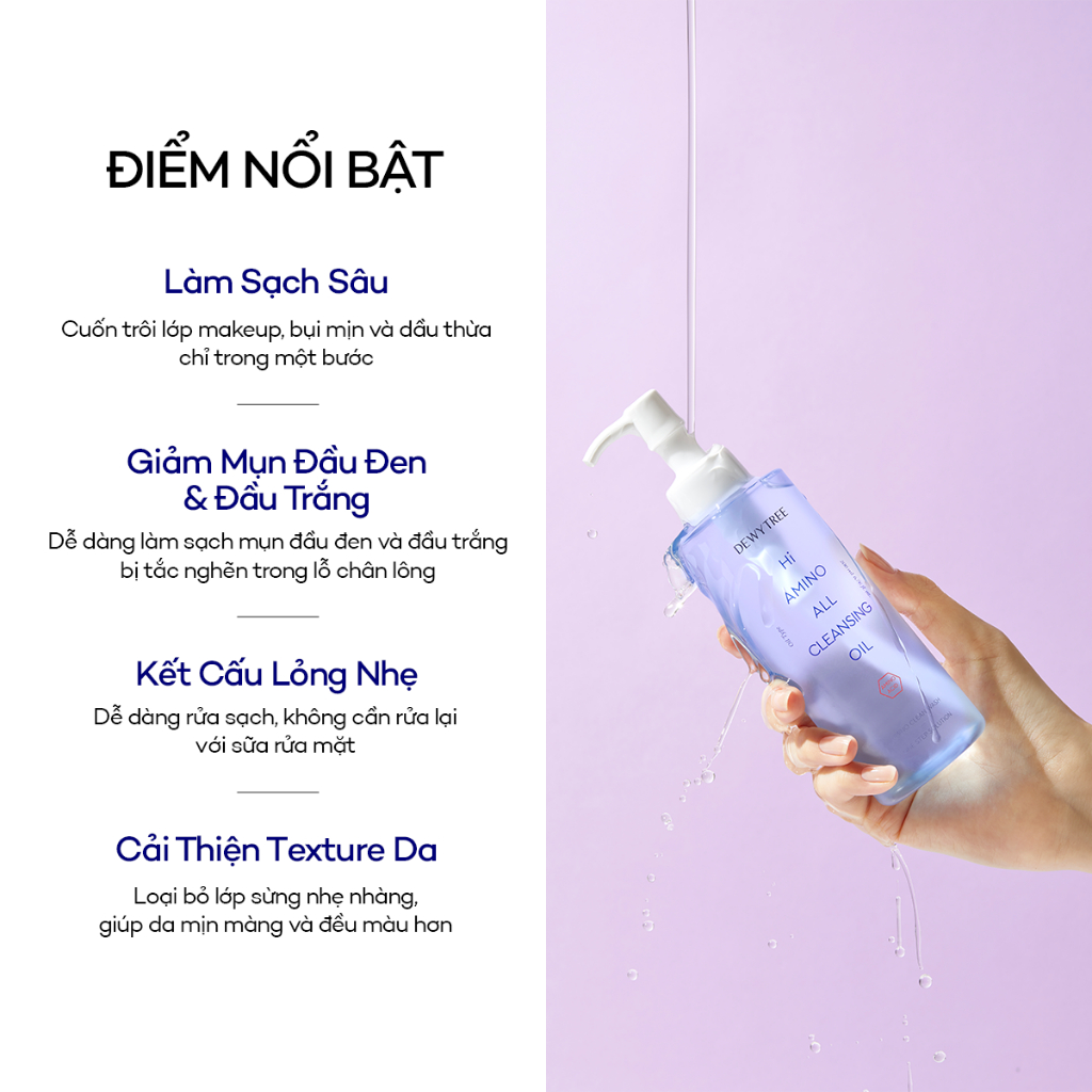 [DEWYTREE] Dầu Tẩy Trang Tẩy Sạch Makeup & Làm Sạch Sâu Lỗ Chân Lông Hi Amino All Cleansing Oil 200ml