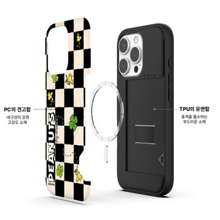 Snoopy Friends Checkerboard họa tiết khe cắm thẻ áo giáp cản từ trường hợp tương thích cho iphone 16 15 pro max s25 s24 ultra plus a16