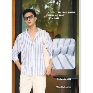 [SALE OFF] Áo sơ mi nam YODY dài tay kẻ sọc vải linen dáng suông thoải mái lịch lãm, chuyên nghiệp MCSH25S058