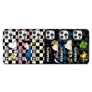 Snoopy Friends Checkerboard họa tiết khe cắm thẻ áo giáp cản từ trường hợp tương thích cho iphone 16 15 pro max s25 s24 ultra plus a16