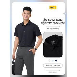 [SALE OFF] Áo sơ mi nam YODY cộc tay Business bề mặt tổ ong hoa văn jacquard, thoải mái, dễ chịu, ít nhăn MOSH25S090