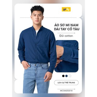 [SALE OFF] Áo sơ mi nam YODY dài tay cổ tàu vải đũi phom suông thoải mái MCSH25S018