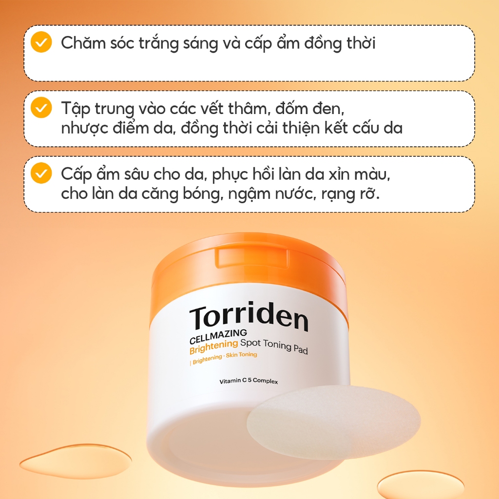[Torriden Chính hãng] Spot Toning Pad Trắng sáng da CELLMAZING 70 miếng, Toner pad