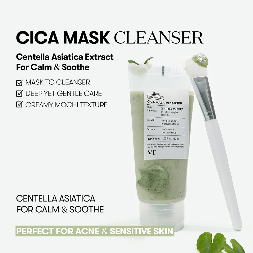 [VT] Sữa rửa mặt CICA Mặt nạ bùn 120ml, Thanh lọc lỗ chân lông sâu với sữa rửa mặt Retinol & Centella asiatica Pack [Flagship chính thức]