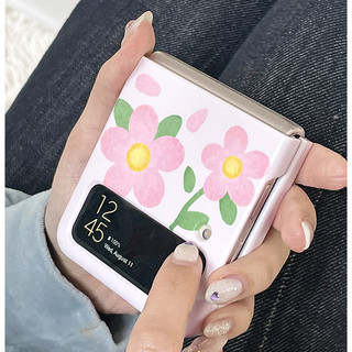 Ốp Điện Thoại Cứng Họa Tiết Hoa Màu Xanh Dương / Hồng / Vàng / Xanh Lá Cho galaxy z flip 5 4 3 / flip5