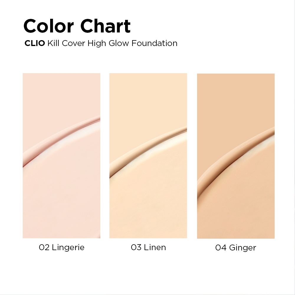 [CLIO] Kem Nền Mỏng Nhẹ Glow, Bền Màu Đến 72h Kill Cover High Glow Foundation 38g (3 Màu)