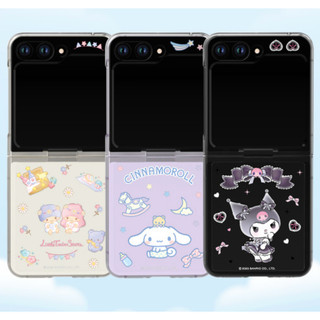 Sanrio nhân vật trong suốt họa tiết trường hợp cho galaxy z flip 5 6 / flip5 flip6 bìa dễ thương kurumi cinnamoroll ngôi sao đôi nhỏ có nhẫn