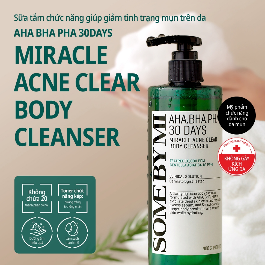 [SOMEBYMI] Sữa tắm giảm mụn AHA-BHA-PHA 30 Days Miracle Acne Clear Body Cleanser 400g