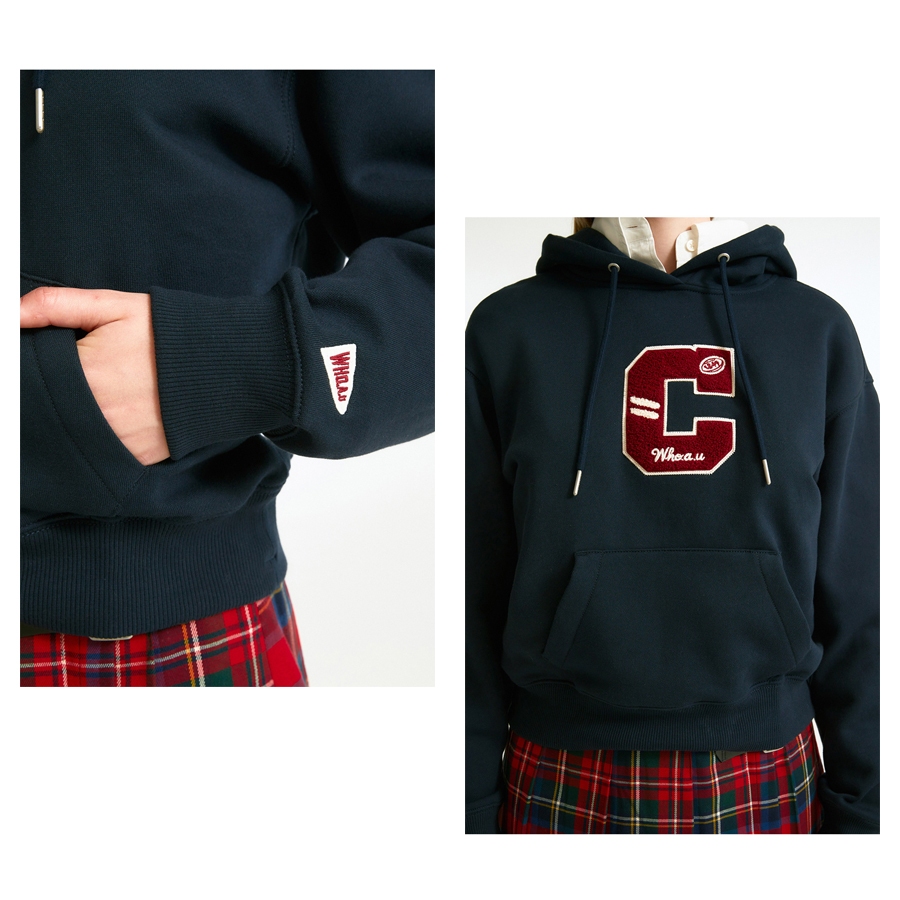 Ảnh Áo Hoodie WHO.A.U WHMHD4T22F Women's Boucle Cropped Hoodie Women Style (Fleece-lined) 3