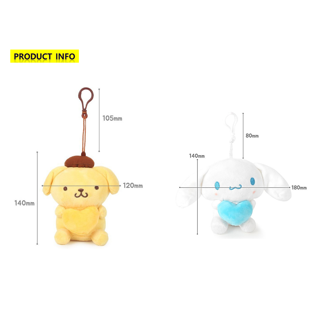 [Sanrio] Pompompurin / Cinnamoroll / Kuromi / Túi đựng trái tim búp bê Kitty quyến rũ 13cm