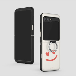 Khe cắm thẻ cửa ốp lưng cho galaxy z flip 6 5 4 3 / flip5 vỏ nhẫn biểu cảm mặt dễ thương hàn quốc zflip6
