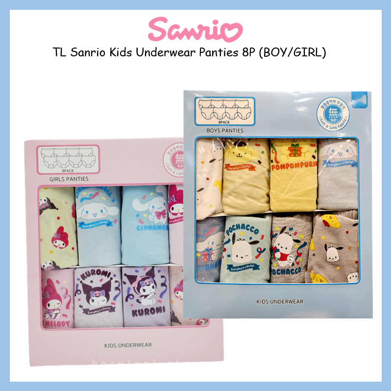 Tl sanrio Quần Lót Trẻ Em 8p (Bé Trai / Bé Gái) cinnamoroll pochacco mymelody kuromi