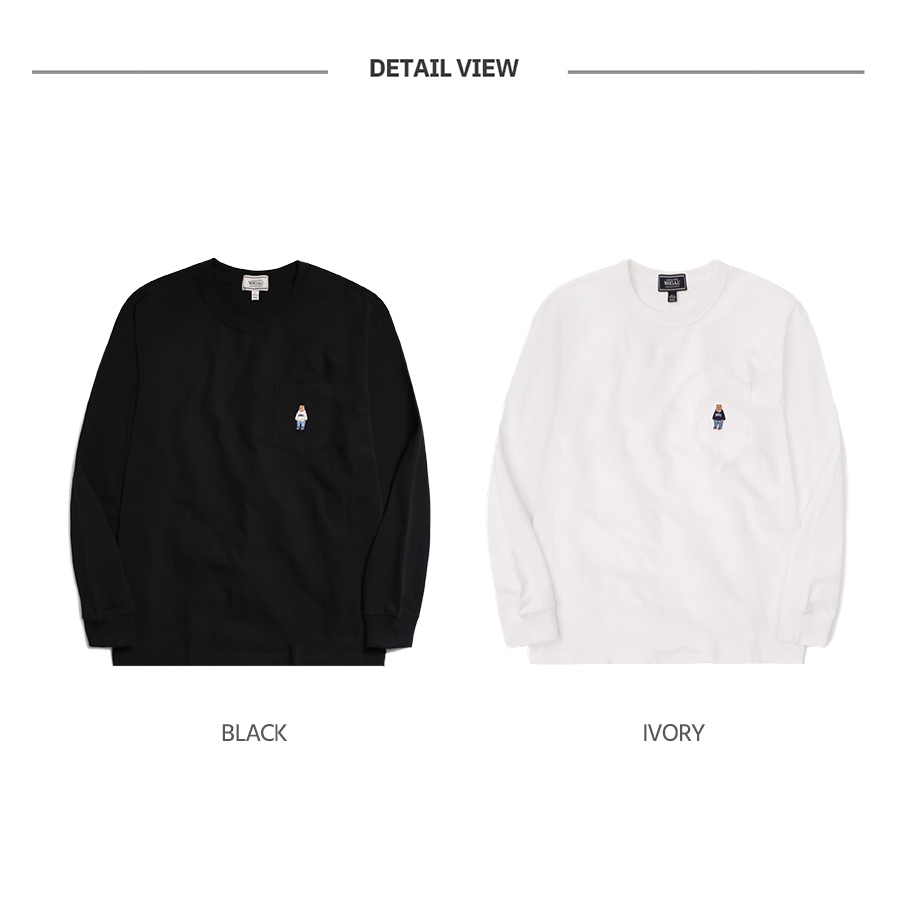 Ảnh Áo Thun Steve Embroidered Pocket Long Sleeve T-Shirt Unisex Style | WHLAD3822U 3