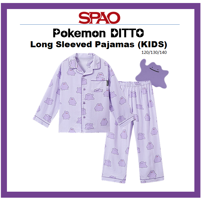 SPAO Bộ Đồ Ngủ Tay Dài In Hình Pokemon Đáng Yêu Cho Bé 120 / 130 / 140