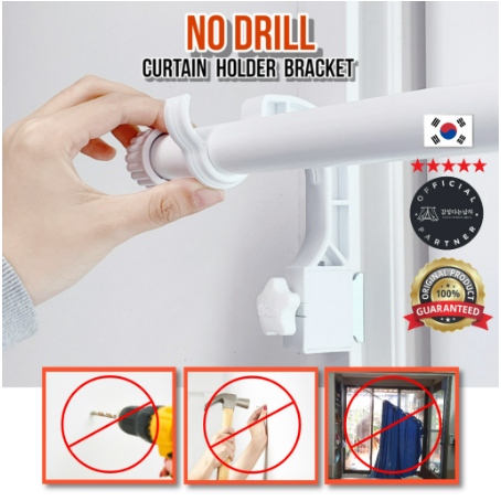 Set 2 Giá Đỡ Thanh Treo Rèm Không Cần Khoan Lỗ Có Thể Điều Chỉnh / Dễ Lắp Đặt Không Cần Khoan