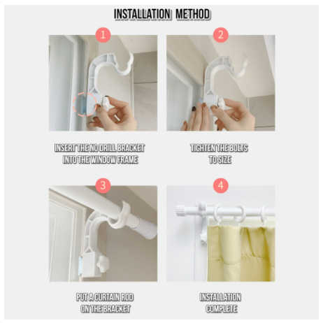 Set 2 Giá Đỡ Thanh Treo Rèm Không Cần Khoan Lỗ Có Thể Điều Chỉnh / Dễ Lắp Đặt Không Cần Khoan