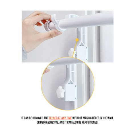 Set 2 Giá Đỡ Thanh Treo Rèm Không Cần Khoan Lỗ Có Thể Điều Chỉnh / Dễ Lắp Đặt Không Cần Khoan