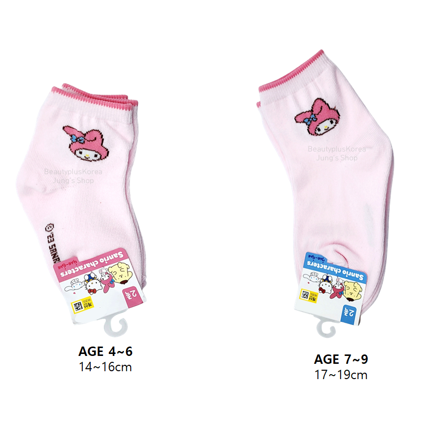[SANRIO] KITTY / My Melody / Cinnamoroll / Pompompurin Tất trẻ em 2 đôi (AGE 4 ~ 6 / AGE 7 ~ 9)