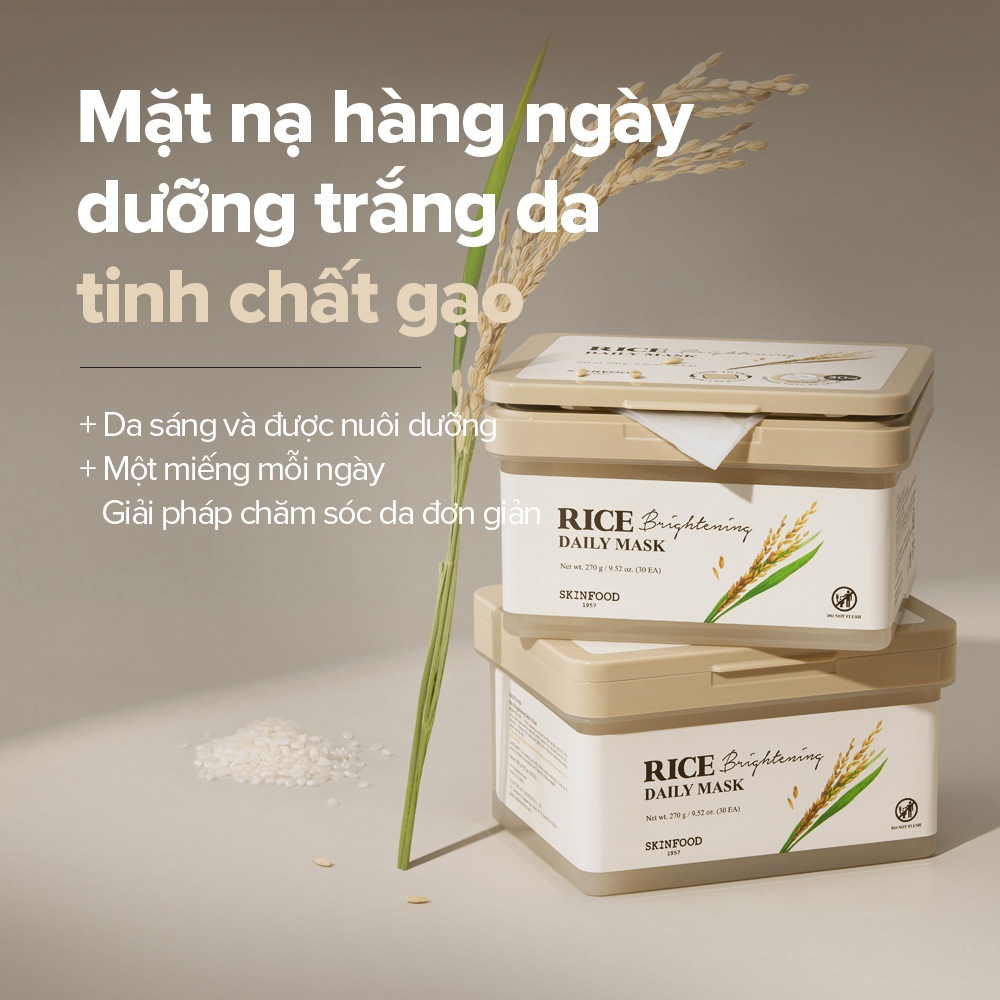 Ảnh Mặt nạ hàng ngày dưỡng trắng da tinh chất gạo 30 miếng / Da sáng rạng rỡ / Làm sáng và nuôi dưỡng làn da khô / Rice Brightening Daily Mask 1