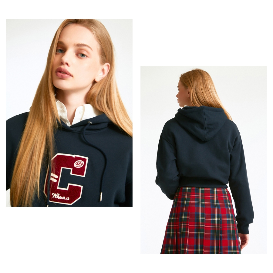 Ảnh Áo Hoodie WHO.A.U WHMHD4T22F Women's Boucle Cropped Hoodie Women Style (Fleece-lined) 2