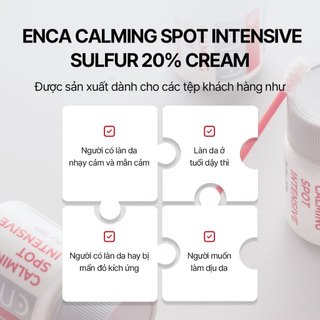 Giảm Mụn Viêm Cấp Tốc Kem Chấm Mụn Sulfur 20% Lưu Huỳnh Kháng Khuẩn Cho Da Dầu Nhạy Cảm ENCA