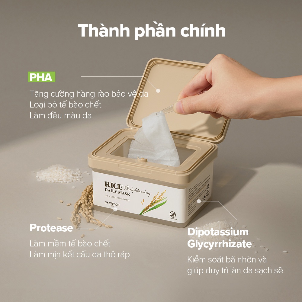 Ảnh Mặt nạ hàng ngày dưỡng trắng da tinh chất gạo 30 miếng / Da sáng rạng rỡ / Làm sáng và nuôi dưỡng làn da khô / Rice Brightening Daily Mask 3