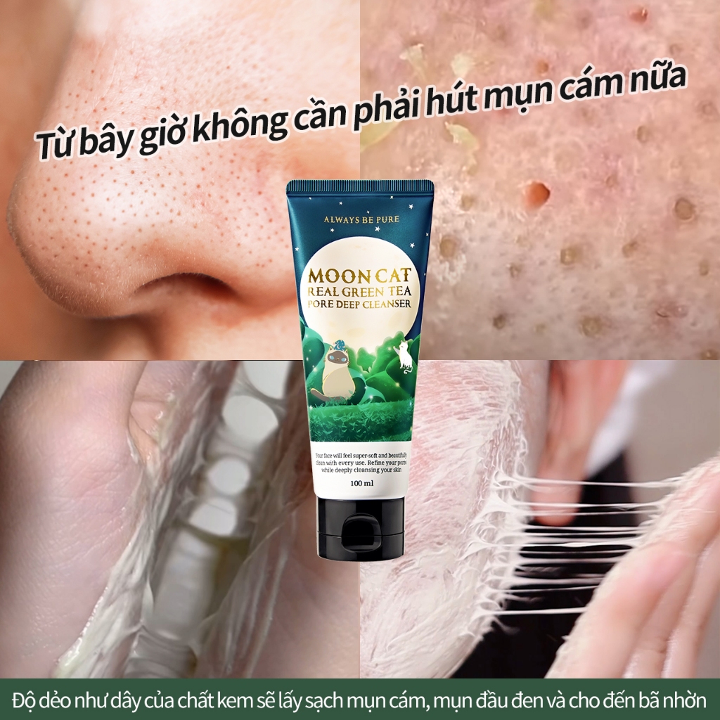 Ảnh Sữa rửa mặt trà xanh MoonCat [AlwaysbePure] 100ml - Sạch sâu, se khít lỗ chân lông, kiểm soát dầu, giảm mụn 100ml+100ml 4