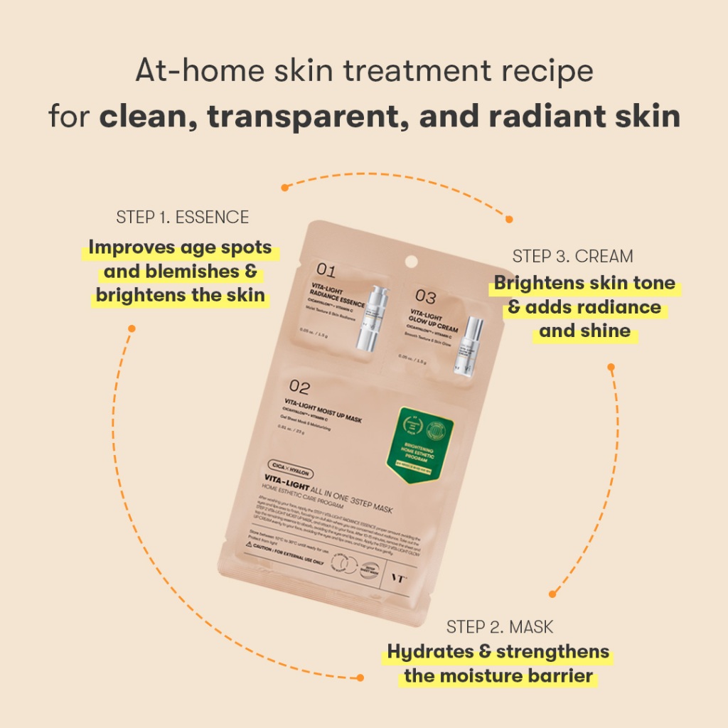 [Vt] CICA VITA-LIGHT ALL IN ONE 3STEP MASK 20% Vitamin C tươi, vết thâm & Chăm sóc làm sáng da < Official Flagship>