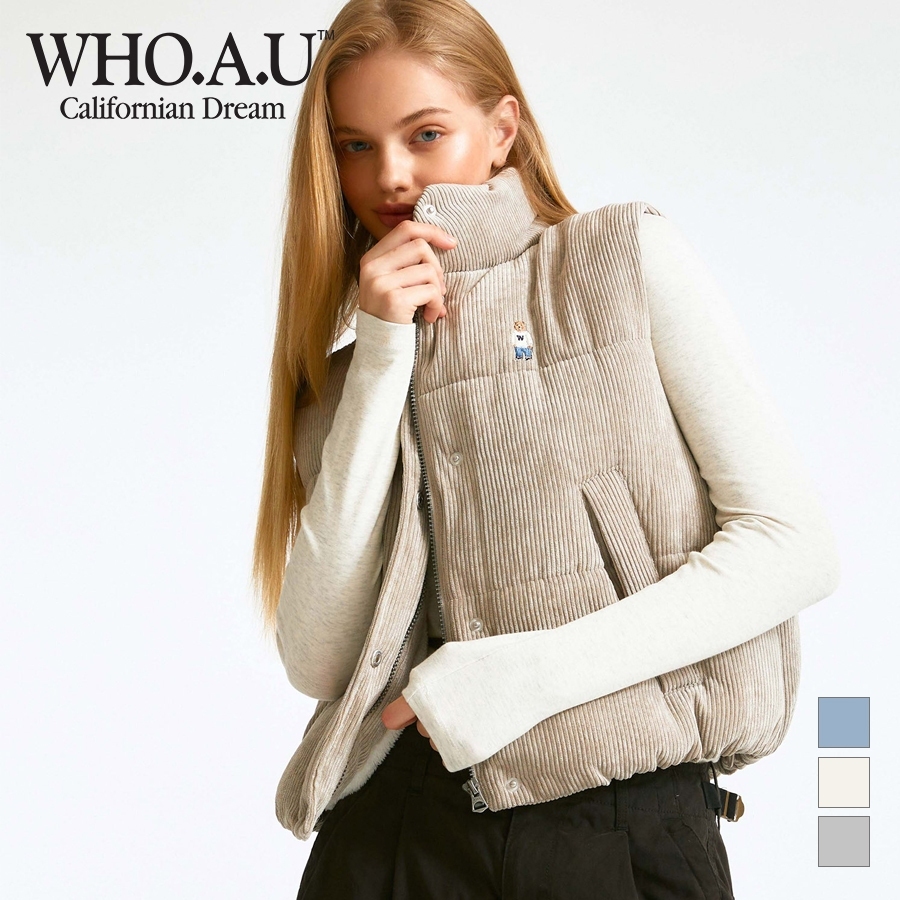 Áo Phao Nữ WHO.A.U WHVWD4T07F Women Steve Crop Corduroy Vest Shopee