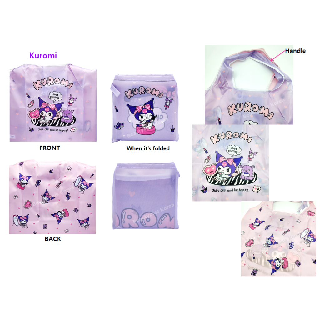 [SANRIO] Túi sinh thái đôi Túi mua sắm Túi có thể gập lại (My Melody / Kuromi / Cinnamoroll / Pochacco)