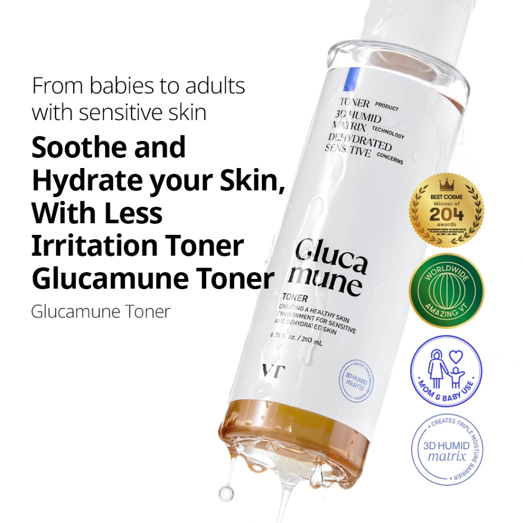 [Vt] Glucamune Toner 200ml Dưỡng ẩm an toàn, chăm sóc dịu nhẹ [Flagship chính thức]