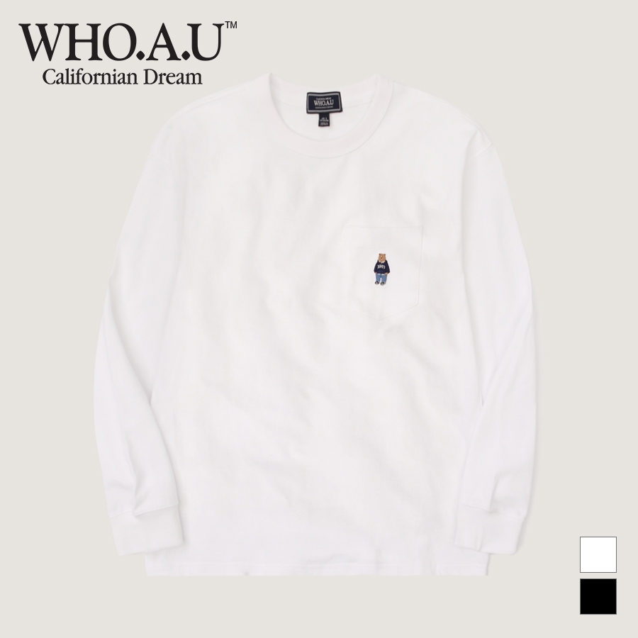 Ảnh Áo Thun Steve Embroidered Pocket Long Sleeve T-Shirt Unisex Style | WHLAD3822U 2