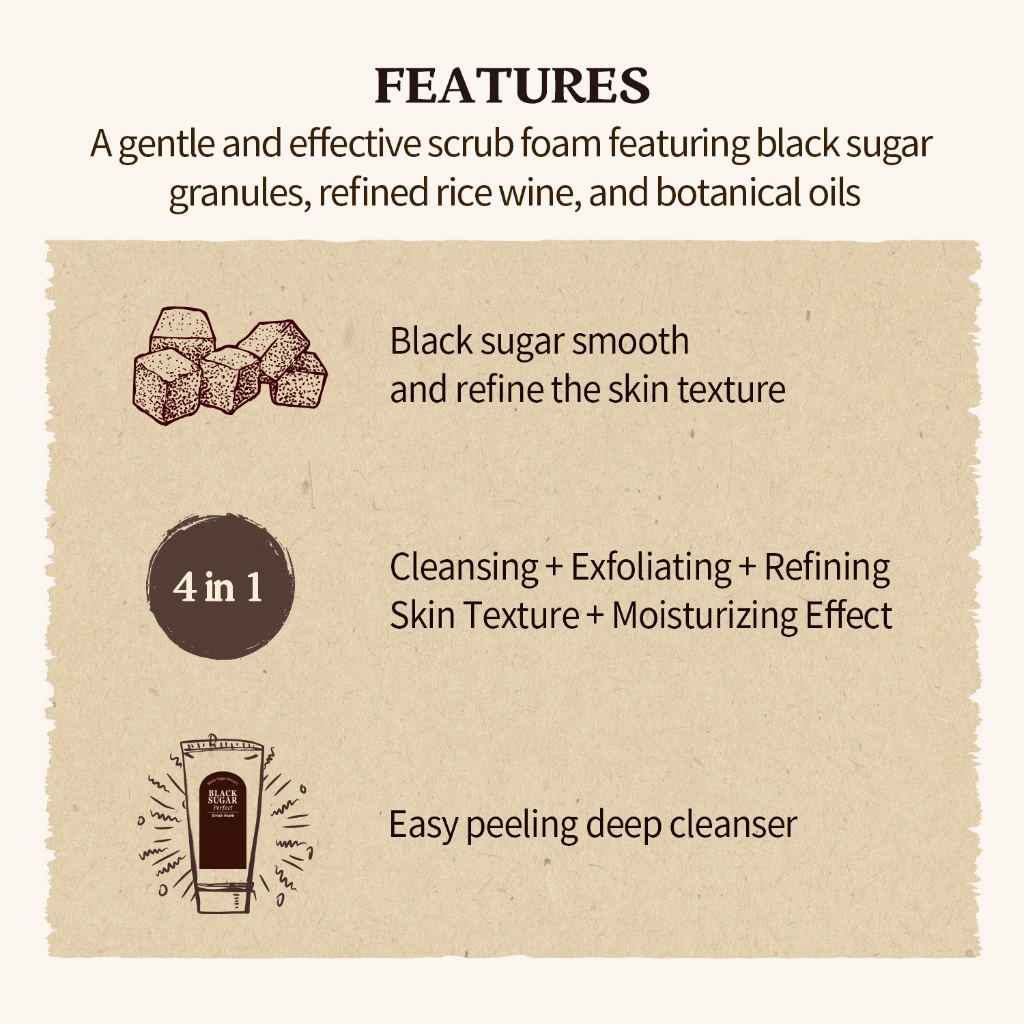 Ảnh Sữa rữa mặt đường đen tạo bọt làm sạch nhẹ nhàng Black Sugar Perfect Scrub Foam 180ml 1