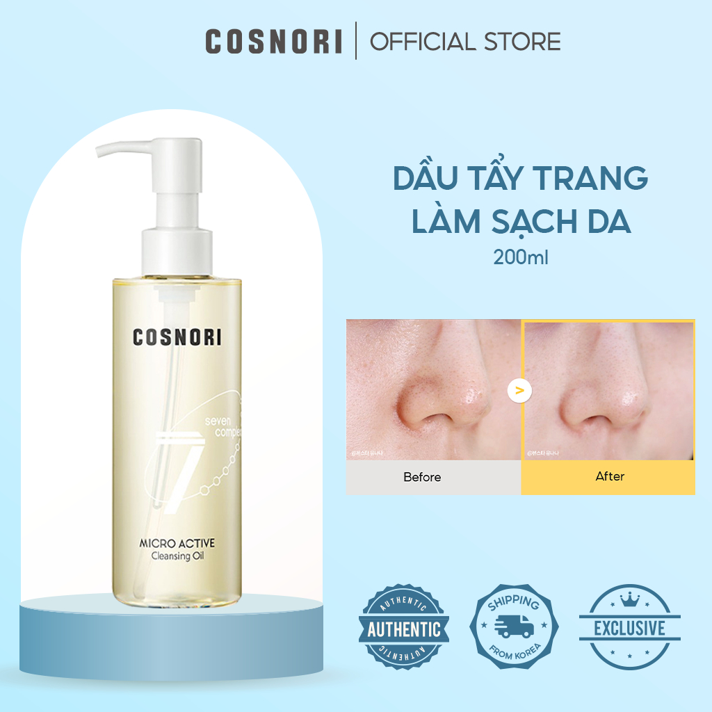 Dầu Tẩy Trang Cosnori Micro Active Cleansing Oil Vegan Giúp Làm Sạch Sâu cho da nhạy cảm và mọi loại da 200ml