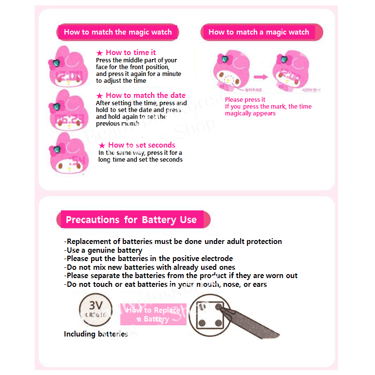 [sanrio] Đồng Hồ Đeo Tay Ma Thuật Hình Nhân Vật Hoạt Hình pochacco / kuromi / my melody / cinnamoroll