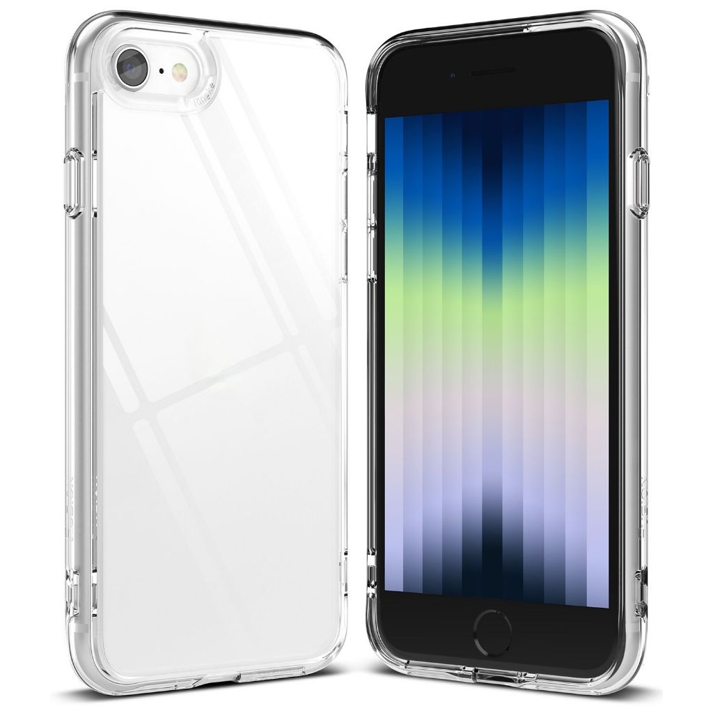 Doupi PerfectFit AirClear Custodia Per IPhone SE (2022) / IPhone 8/7 – Backcover Trasparente E Paraurti Nero, Protezione Antiurto, Supporta Ricarica Wireless