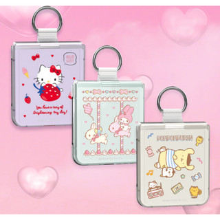 Sanrio nhân vật trong suốt họa tiết trường hợp cho galaxy z flip 5 6 / flip5 flip6 bìa dễ thương kurumi cinnamoroll ngôi sao đôi nhỏ có nhẫn