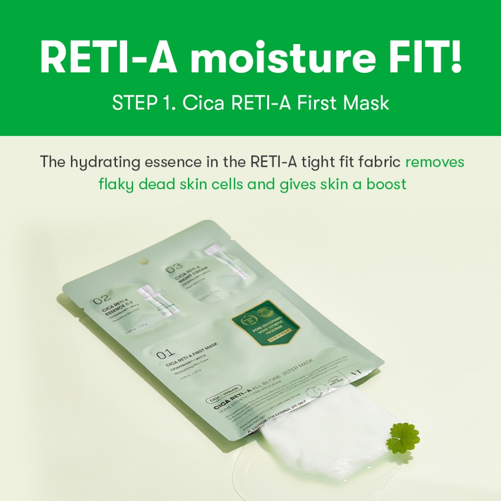 [Vt] CICA RETI-A ALL IN ONE 3STEP MASK Retinol 0,3%, Panthenol, Ceramide Complex, Vitamin C, Chăm sóc kết cấu lỗ chân lông & da < Official Flagship >