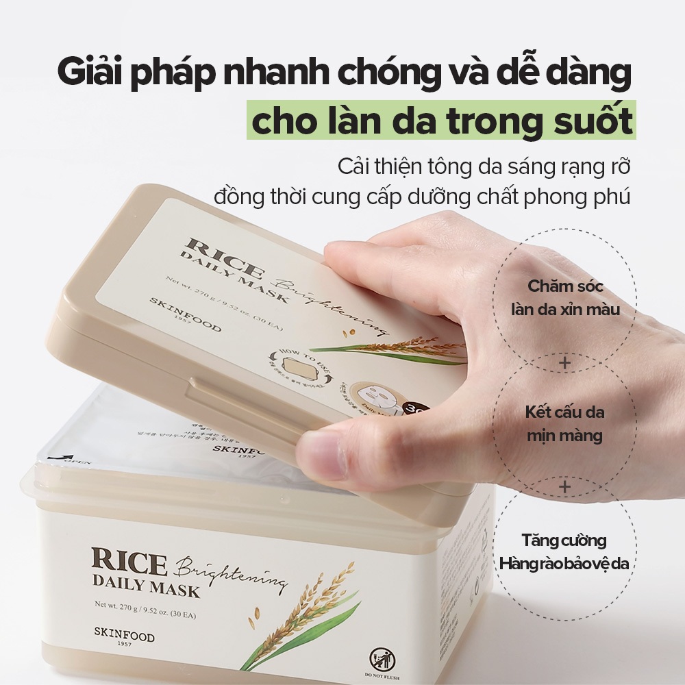 Ảnh Mặt nạ hàng ngày dưỡng trắng da tinh chất gạo 30 miếng / Da sáng rạng rỡ / Làm sáng và nuôi dưỡng làn da khô / Rice Brightening Daily Mask 2