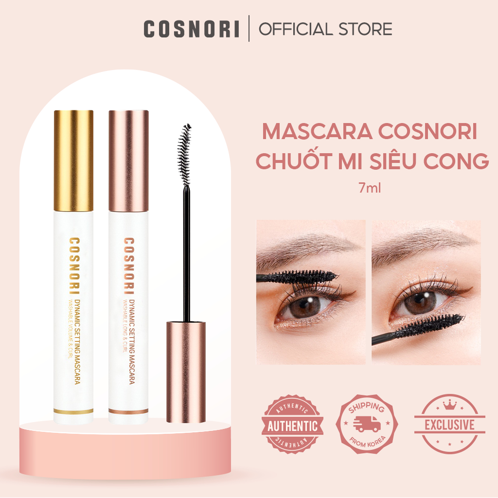 Mascara COSNORI Dynamic Setting Washable chuốt mi siêu cong 7ml