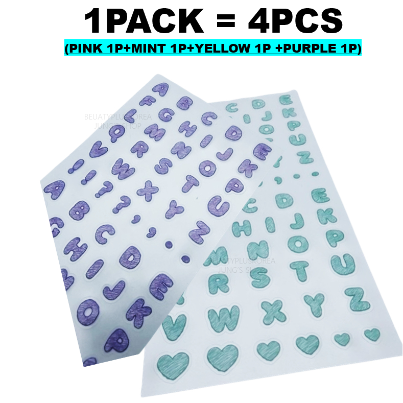 Hình Dán Thẻ Chữ Cái Dễ Thương (Vàng + Tím + Hồng + Bạc Hà) 1046438