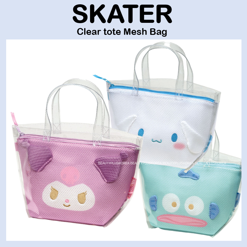 [Skater] Túi lưới tote trong suốt (Kuromi / Cinnamoroll / Hangyodon) Túi đựng đồ xông hơi Simmingbag BSMB1